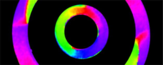 High magnification image of the magnetic structure of nanometer sized rings High magnification image of the magnetic structure of nanometer sized rings